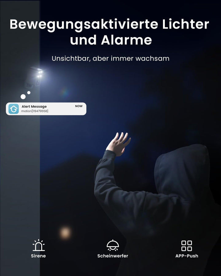 ieGeek 180° Überwachungskamera Aussen Akku, Kabellos Überwachungskamera Innen mit PIR-Bewegungserken