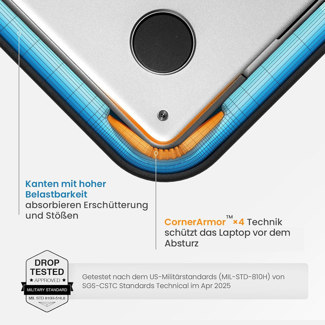 tomtoc 360° Tasche Hülle für 13 Zoll MacBook Air M2/A2681 M1/A2337 2022-2018, 13-Zoll MacBook Pro M2