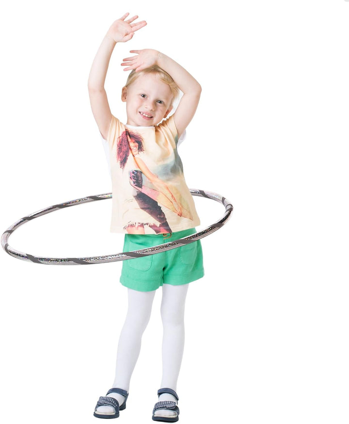Hoopomania Glamour Kinder Hula Hoop Reifen Ø60cm Glitter-Silber-Grau, Ø60cm Glitter-Silber-Grau