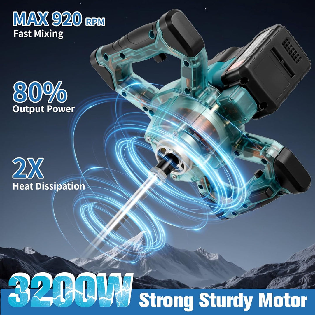 Akku Farbmörtelrührer Kompatibel mit Makita 18V Batterie, Betonmischer, 3200W Rührwerk Mörtelrührer