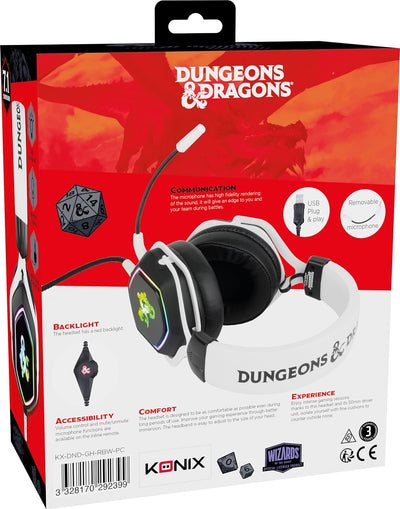 Konix Dungeons & Dragons Gaming-Headset Rainbow für PC - 50 mm Lautsprecher - Mikrofon - 2 m USB-Kab
