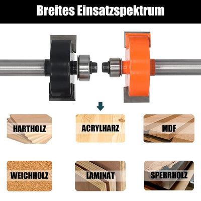 AKYLIN 2-tlg Falzfräser Set,Scheibennutfräser 8mm Schaft mit 5 einstellbaren Lagern,Holzfräser Nutfr