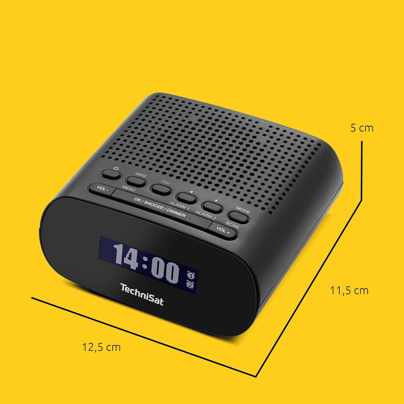 TechniSat TECHNIRADIO 50 - Kompakter Radiowecker (DAB+, UKW Wecker mit grossem LCD-Display, Dual-Ala