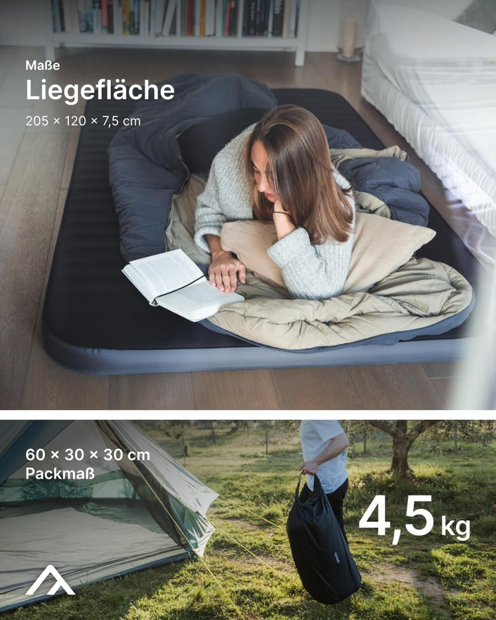qeedo Cloudmat - Selbstaufblasende Premium Luftmatratze - weiche, Bequeme Isomatte mit Soft Touch Ob