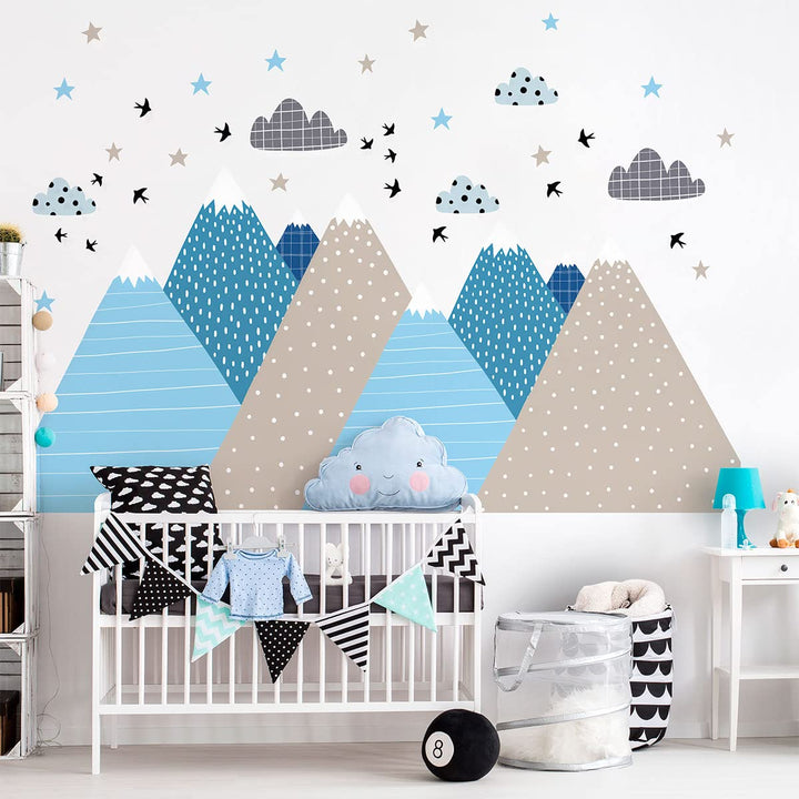 Wandsticker Kinder Deko Babyzimmer Wandsticker Kinder Wandsticker skandinavische Berge Lynka H80 x L