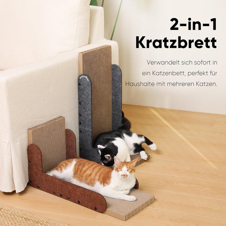 FUKUMARU Kratzbrett Katzen, 68 cm hohe L förmige Kratzpappe für Katzen, widerstandsfähig Katzenkratz