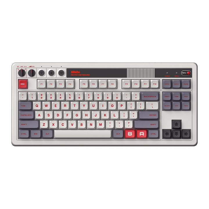 8Bitdo Retro Mechanical Keyboard, Bluetooth/2.4G/USB-C Hot Swappable Gaming Keyboard with 87 Keys, D