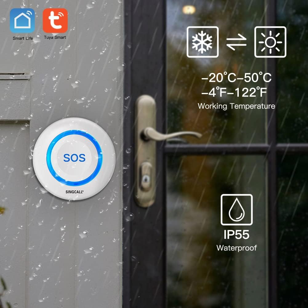 SINGCALL Tuya WiFi Smart SOS-Notrufknopf für Senioren, Kinder, Persönlicher Alarm für ältere Patient