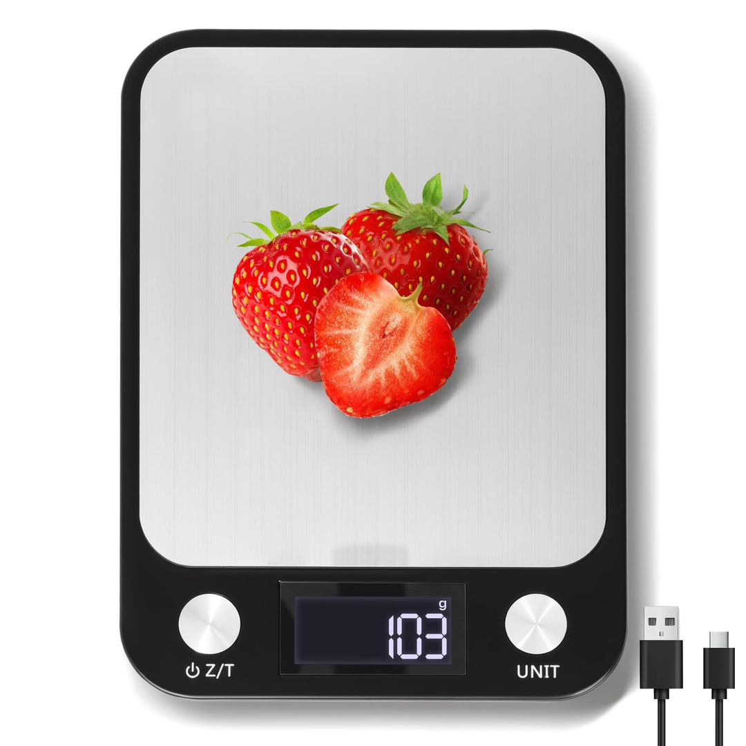 1g/10kg wiederaufladbare digitale Küchenwaage, 17,5x15cm grosse Plattform elektronische Lebensmittel