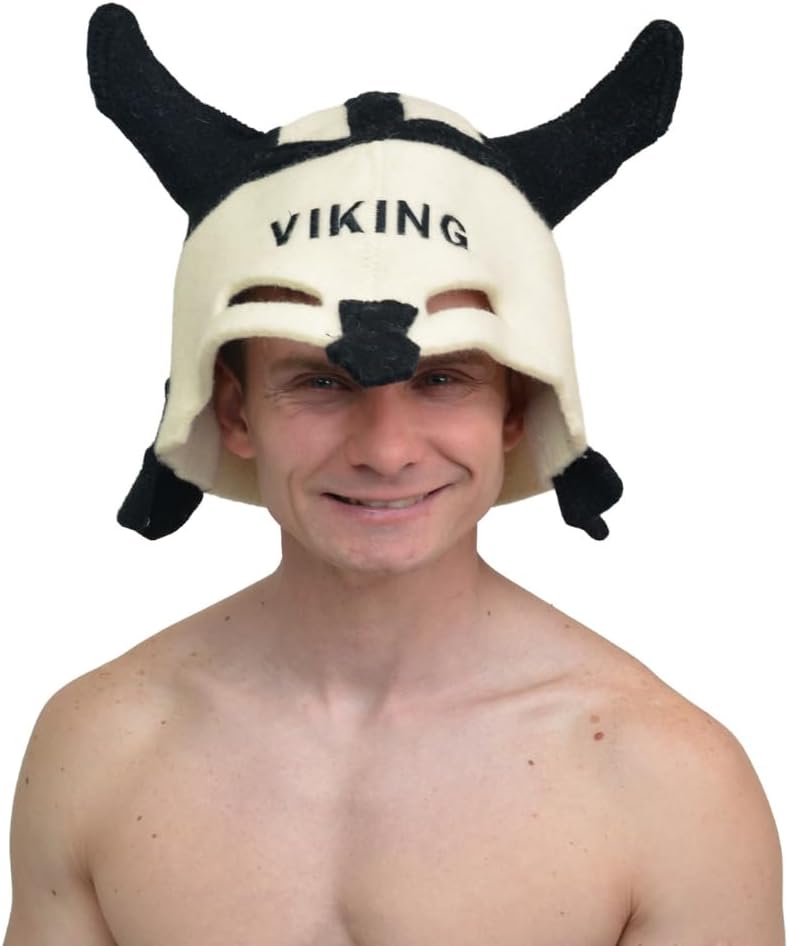 Natural Textile Saunahut 'Sauna Viking' White - 100% organische Wollfilzmützen - Schützen Sie Ihren