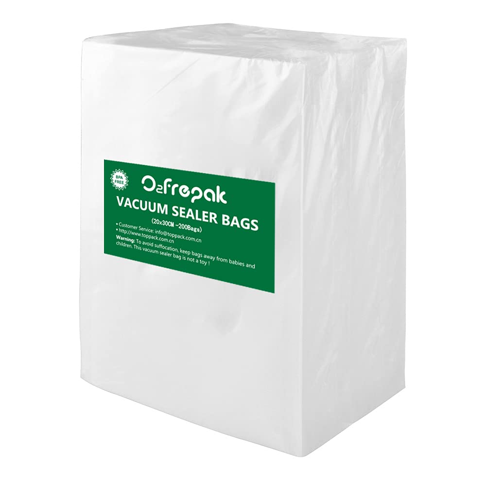 O2frepak 200 Beutel 20x30cm Vakuumier Beutel Vakuumbeutel für Lebensmittel,BPA-Frei,für Folienschwei