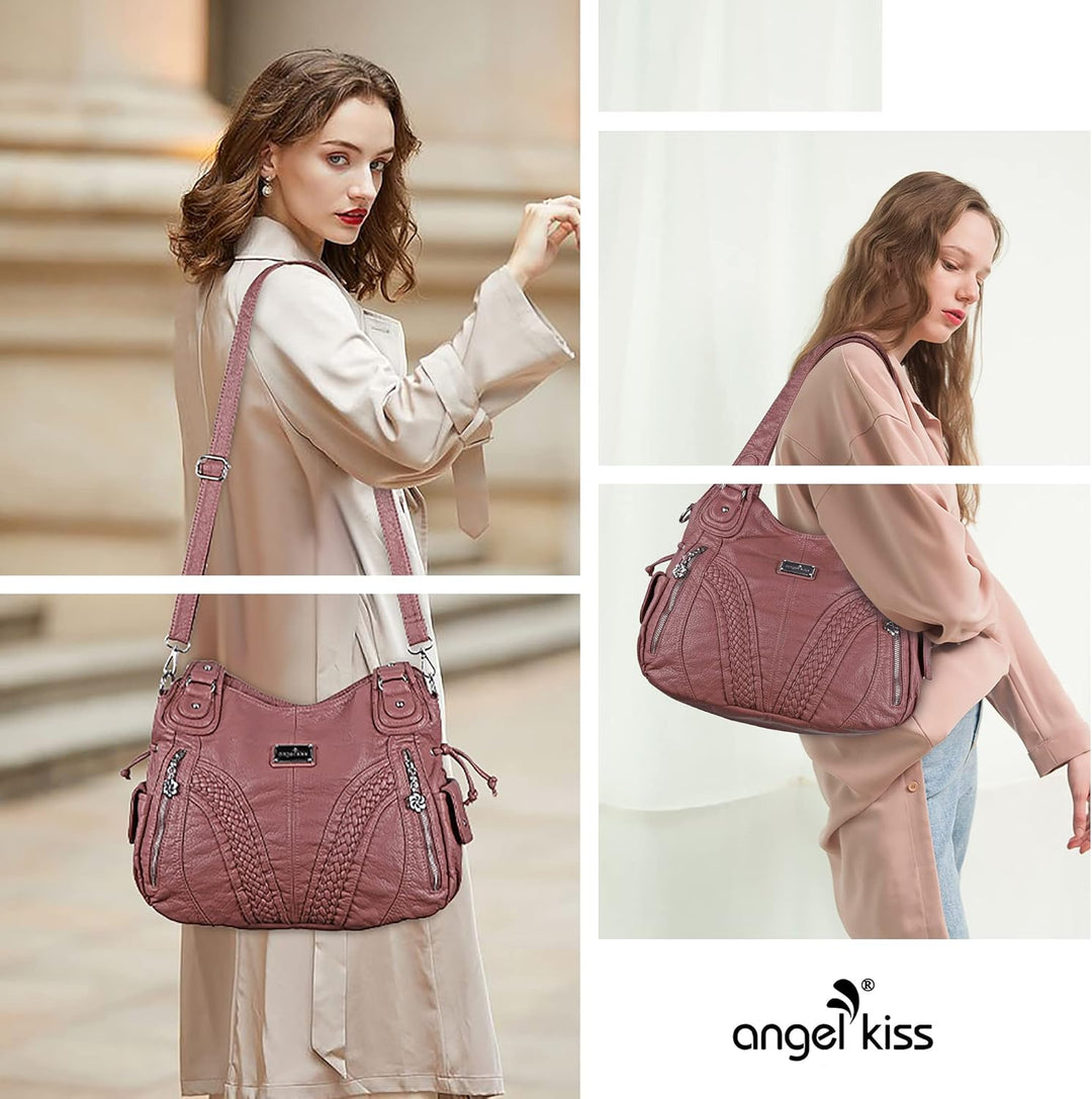Angelkiss Frauen Top Griff Satchel Handtaschen Schultertasche Messenger Tote Washed Leder Geldbörsen