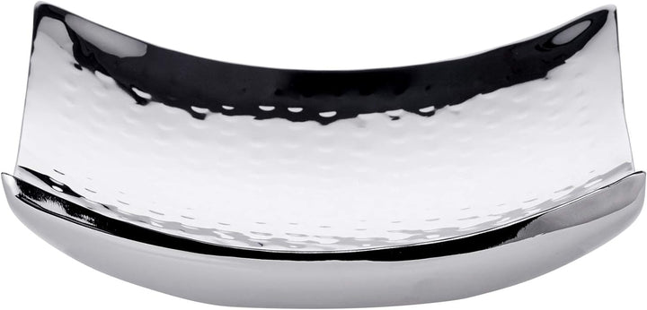 EDZARD Schale Dallas (19 x 19 cm) quadratisch, Edelstahl gehämmert hochglanzpoliert, Dekoschale, Obs