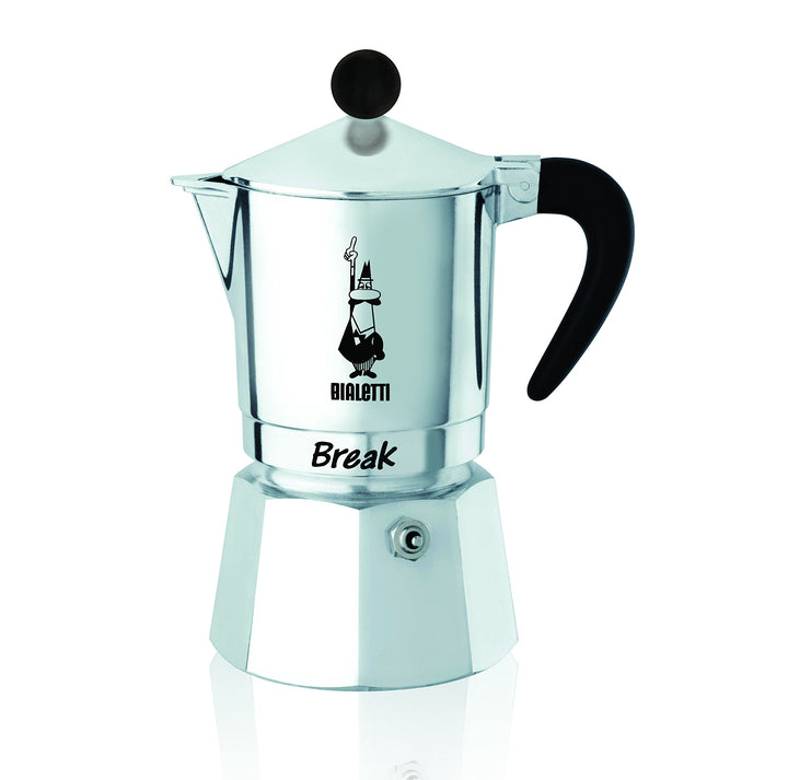 Bialetti 5913 Espressokocher Break 1 Tasse, Aluminium 1 Cup Silber / Schwarz, 1 Cup Silber / Schwarz