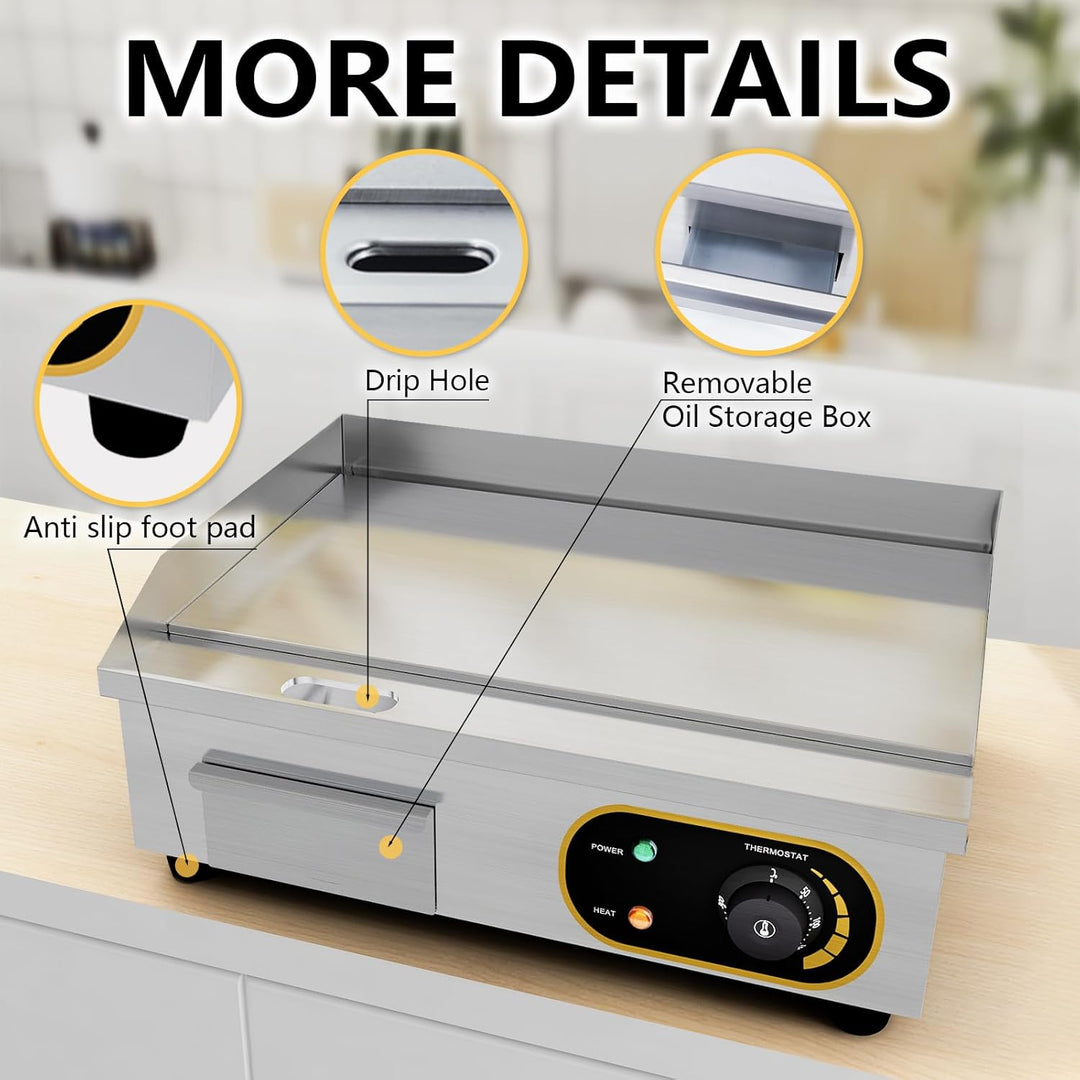 Grillplatte Elektrisch, 54cm Profi Gastro Elektrogrill Elektrische Grillplatte Elektro Tischgrill Ga