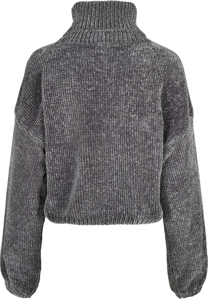 Urban Classics Damen Ladies Short Chenille Turtleneck Sweater 4XL Asphalt, 4XL Asphalt