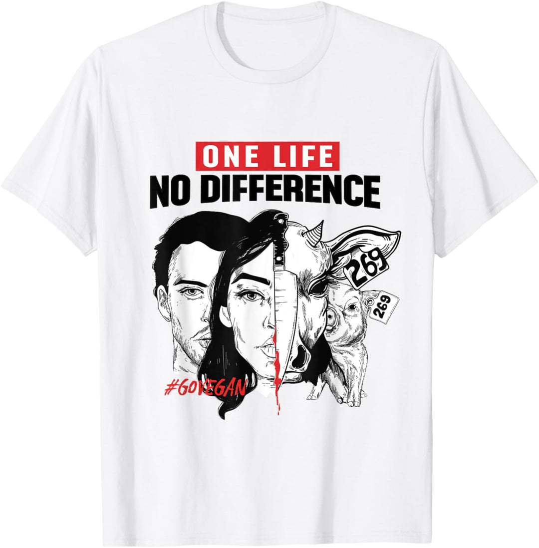One Life Animal Rights Tierrecht Veganer Tierschutz Go Vegan T-Shirt
