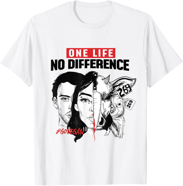 One Life Animal Rights Tierrecht Veganer Tierschutz Go Vegan T-Shirt
