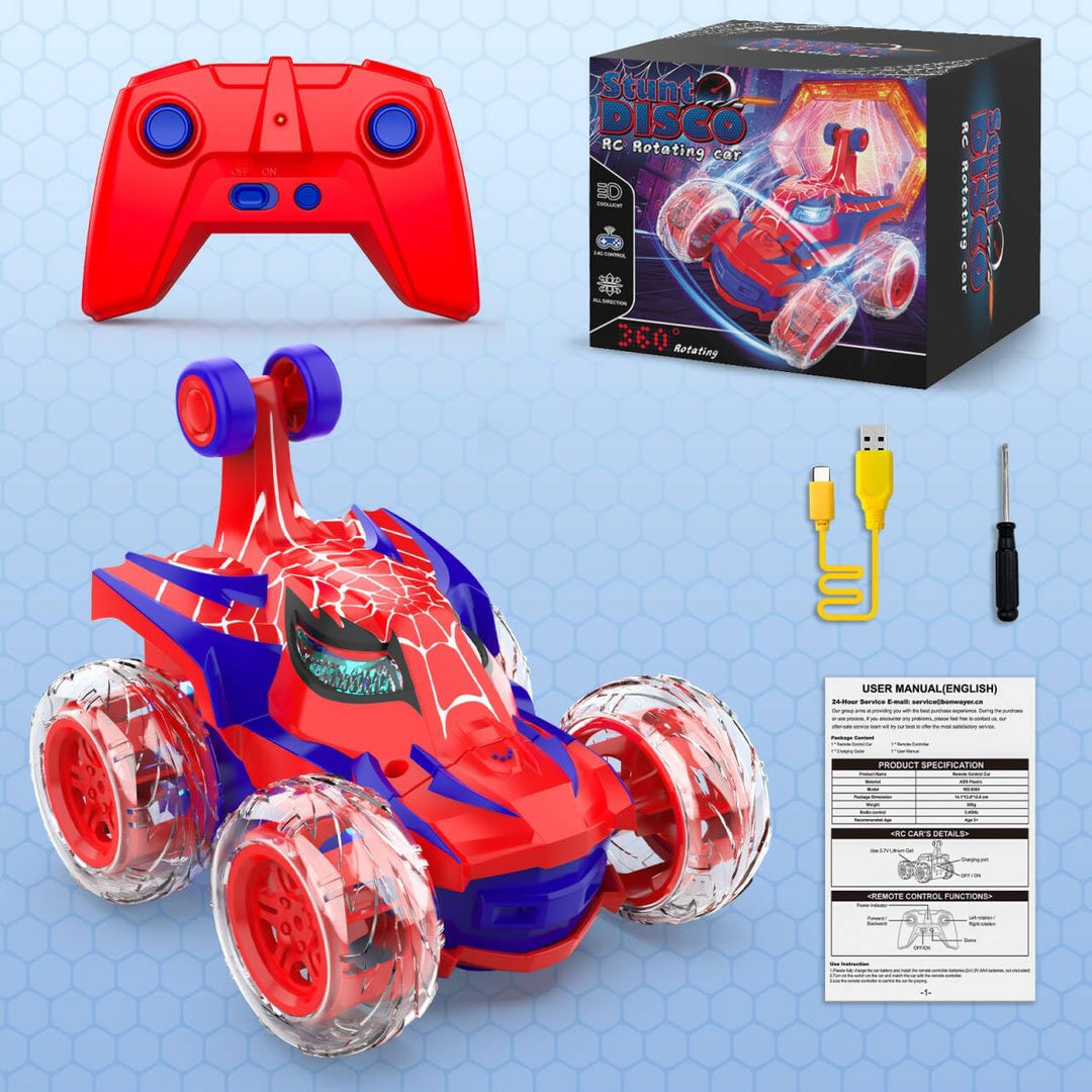 Ferngesteuertes Auto Kinder Spielzeug ab 3 4 5 6 7 8 9 Jahre Junge Mädchen, 2.4Ghz Stunt Spider Auto