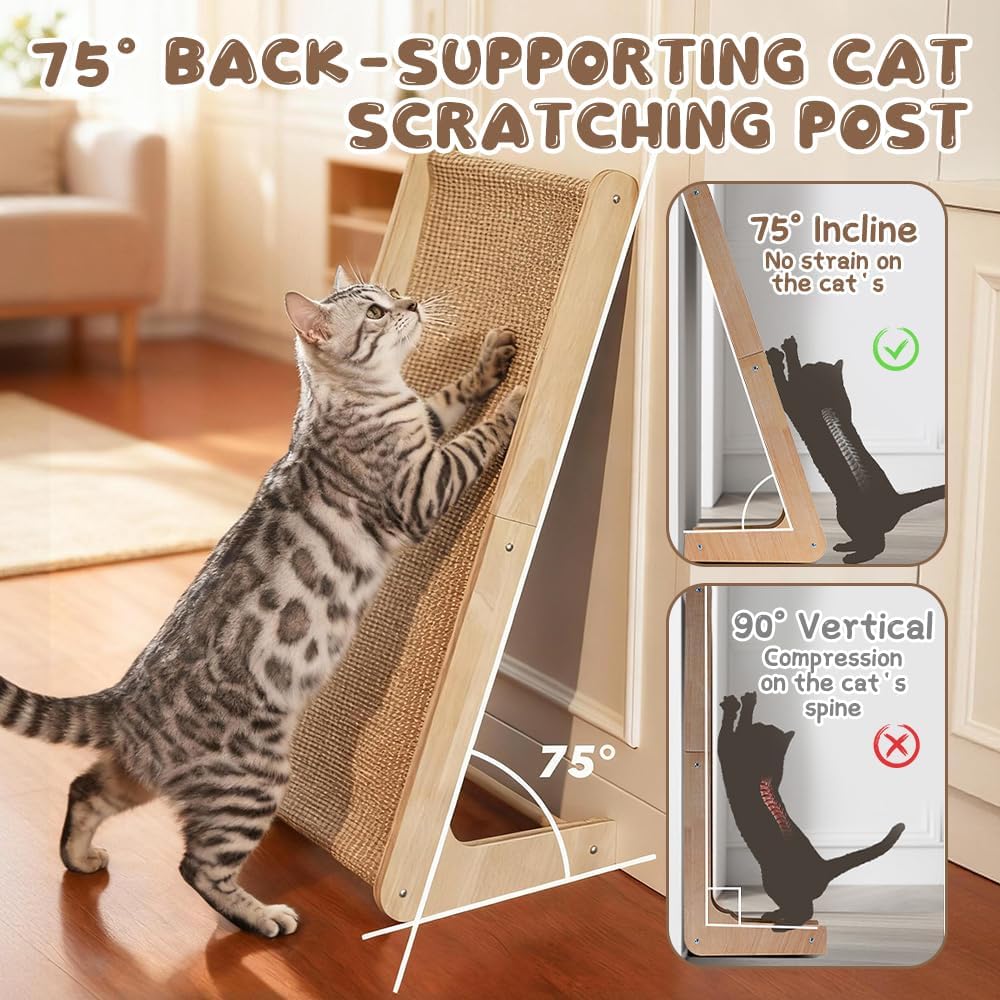 Kratzbrett Katze, 72 cm Hohe L-förmiger Kratzpappe für Katzen, Sisal Kratzbretter Katze, Verschleiss