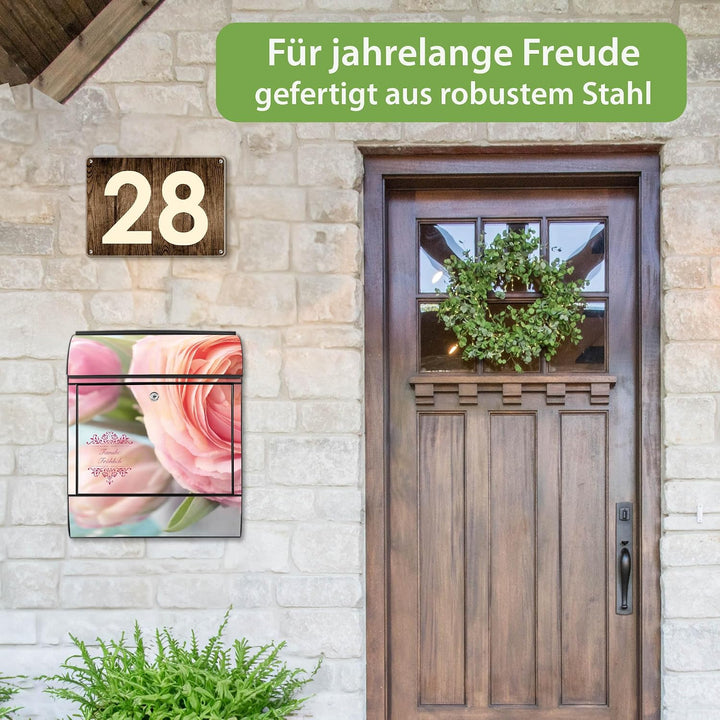 banjado Design Briefkasten personalisiert 38,5x46,5x13cm & 2 Schlüssel - Briefkasten Stahl Schwarz Z