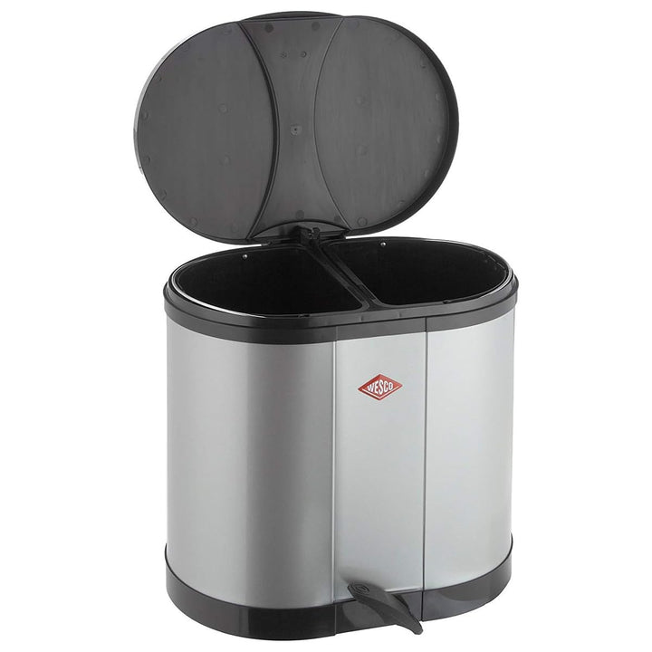 Wesco Ökosammler 170 in der Farbe schwarz, pulverbeschichtetes Stahlblech, zwei getrennte 15 Liter E