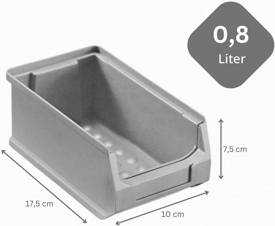 Wandleiste mit 6x Graue Sichtlagerbox 2.0 | HxBxT 7,6x60,5x17,6cm | Wandhalterung, Kleinteileaufbewa