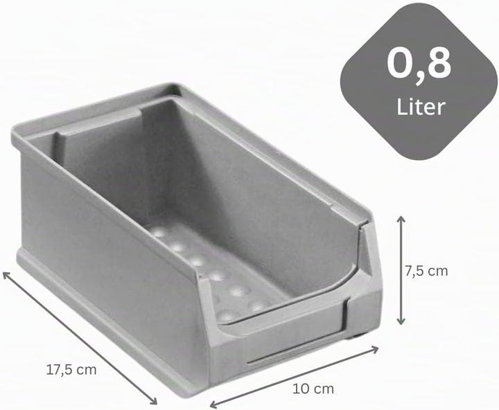 Wandleiste mit 6x Graue Sichtlagerbox 2.0 | HxBxT 7,6x60,5x17,6cm | Wandhalterung, Kleinteileaufbewa