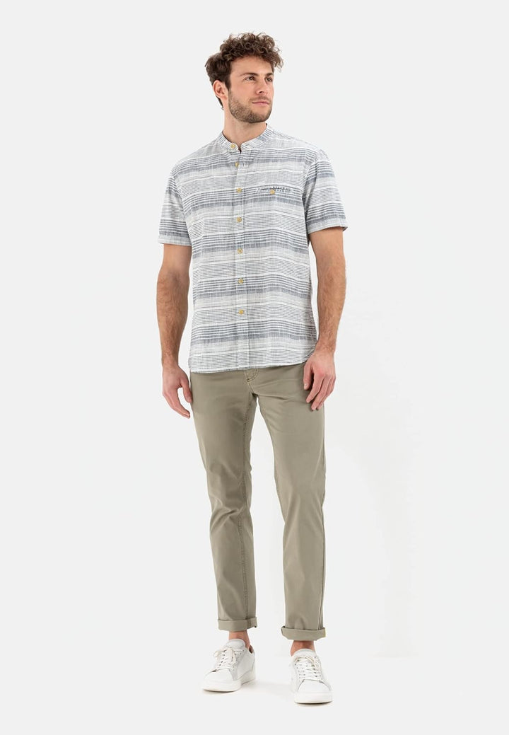 camel active Herren Baumwollhemd mit Stehkragen S Night Blue, S Night Blue