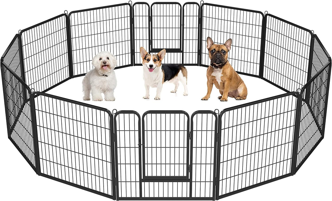 Yaheetech 12 eckig Welpenlaufstall Tierlaufstall Freigehege Welpenauslauf Hunde Laufstall 80cm hoch