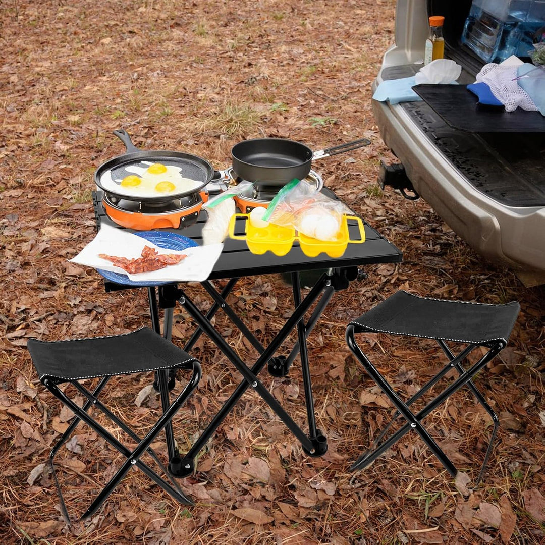 Klappbarer Campingtisch mit Stühlen Leichter Picknicktisch und 2 Stühle für Strand Wandern Reisen An
