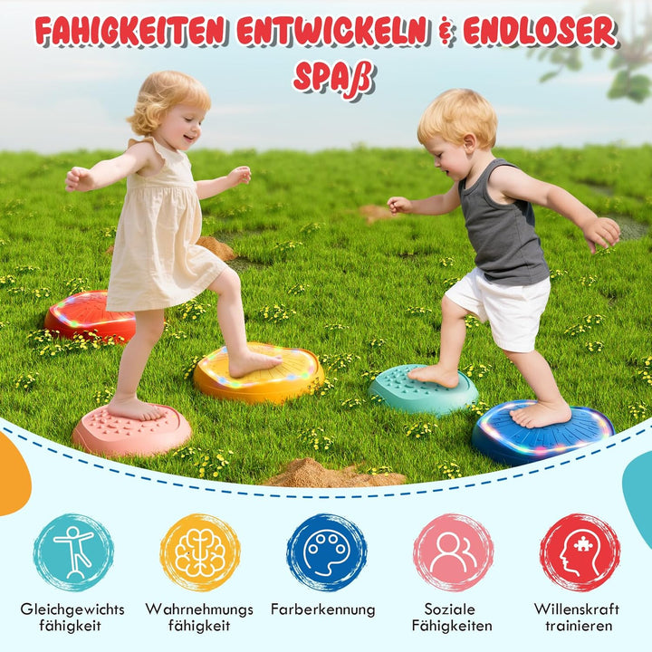 Lehoo Castle Balanciersteine für Kinder mit Lichtern und Musik, Stapelsteine Balance Steine Set Für