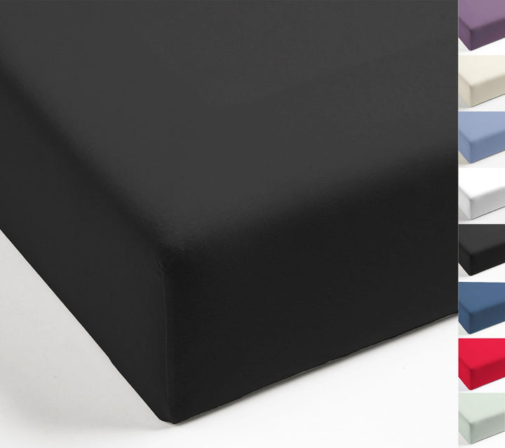 MISTRAL HOME Spannbettlaken Perkal Uni Bettlaken Laken Ägyptische Baumwolle Einfarbig, Farbe:Raven G