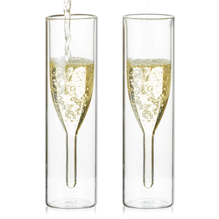Sziqiqi Massive Doppelwandige Champagnerglas Kristallgläser, Classics Tulip Goblet Stemless Clear Gl