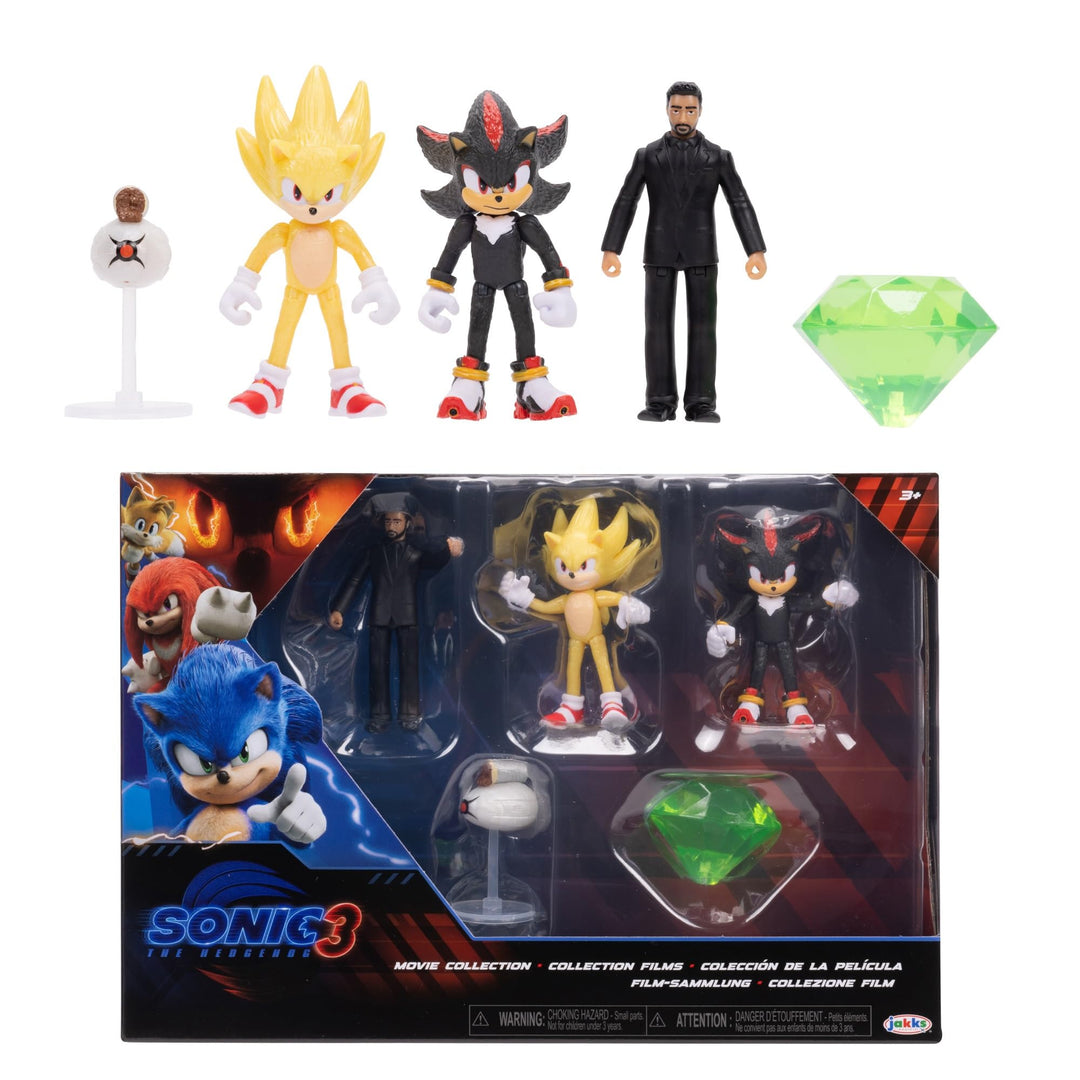 Sonic 3 Movie Actionfiguren-Multipack, 6cm von JAKKS Pacific, offizielle SEGA-Lizenz, Wave 1 mit Son