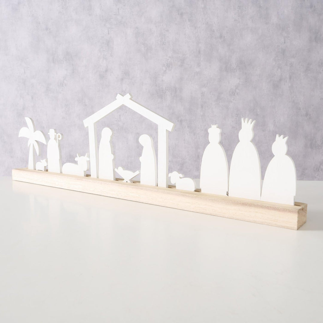 ReWu Krippe Weihnachts-Krippe Silos Krippenfiguren Holzschiene Weihnachten Christmas Wohndekoration