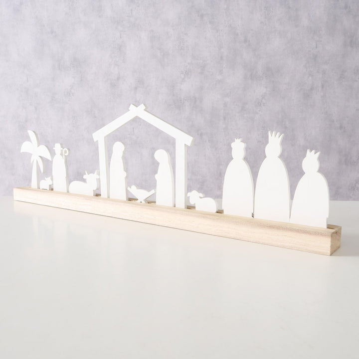 ReWu Krippe Weihnachts-Krippe Silos Krippenfiguren Holzschiene Weihnachten Christmas Wohndekoration