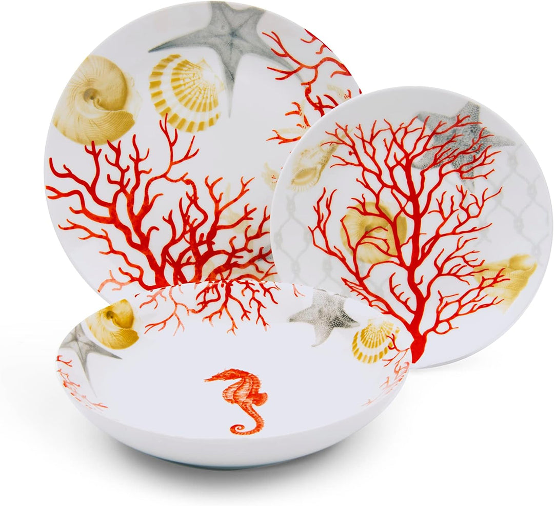 Excelsa 62499 Coral Tafelservice, 18-teilig, Porzellan, rot