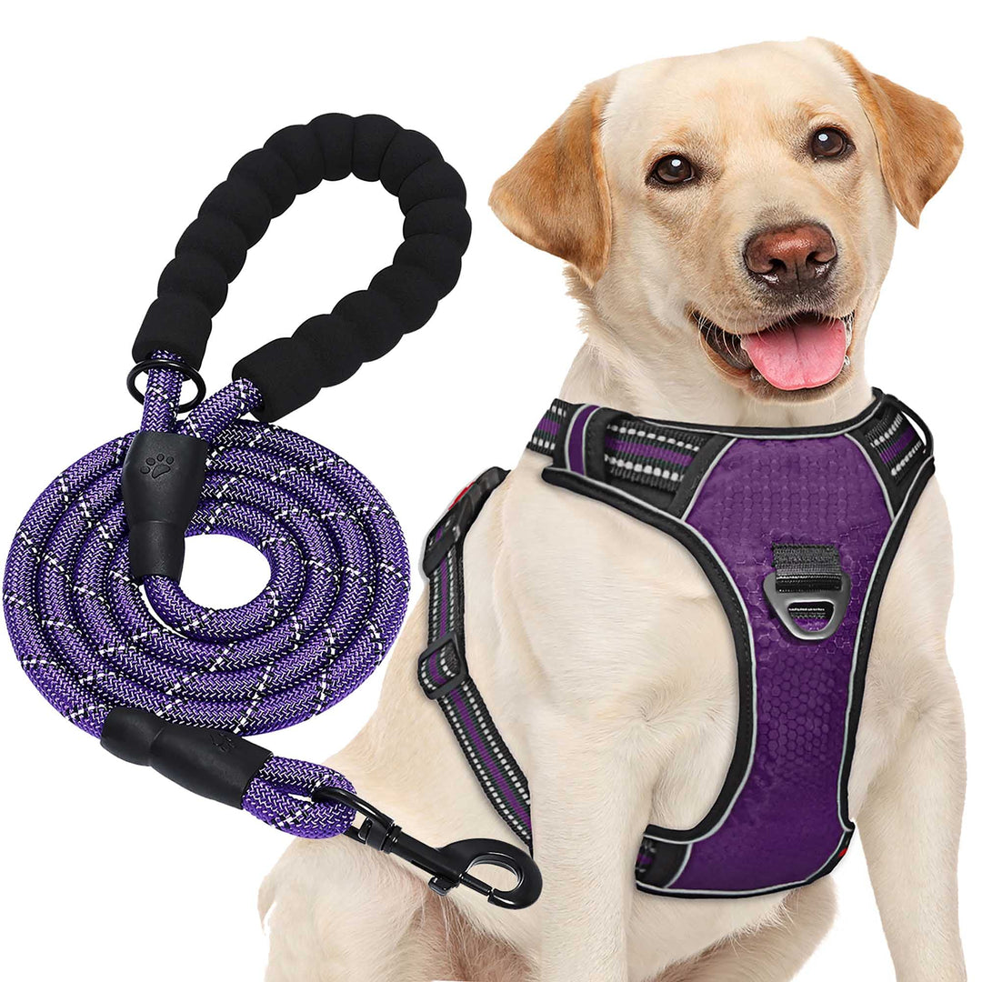 haapaw Hundegeschirr ohne Zug, einstellbar, reflektierend, Oxford, einfache Kontrolle, mittelgrosses