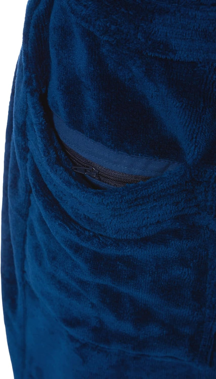 Morgenstern Bademantel Herren mit Kapuze Luxus Frottee Velours Lang M Marine, M Marine