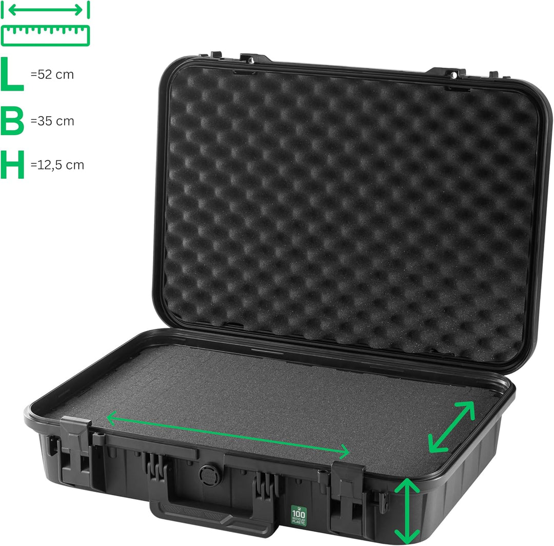 TOMcase Laptop Koffer 16–18 Zoll wasserdicht - ECO Schutzkoffer für Notebook Tablet und Zubehör - St