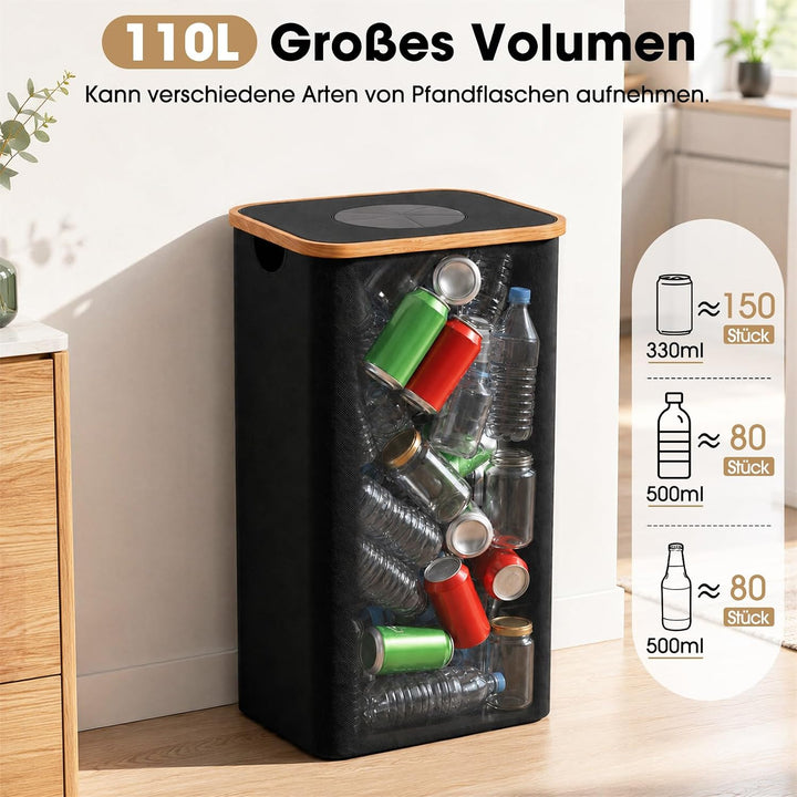 Pfandflaschen Sammelbehälter, 110 L, faltbar, Schwarz, bis 5 kg