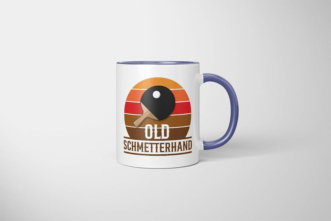 Lustige Tischtennis Tasse | Old Schmetterhand Retro Design | Geschenkidee für Ehemann, Vater, Opa Bl