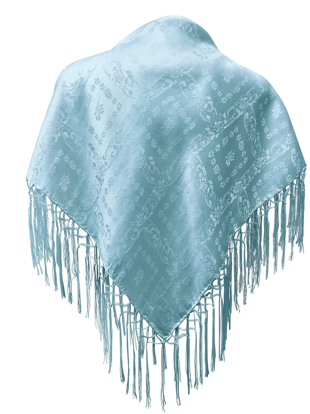 Seidentuch Dirndl-Trachtentuch Tuch hellblau 75x75cm Dirndltuch Seide Fransentuch Tracht Trachtensei