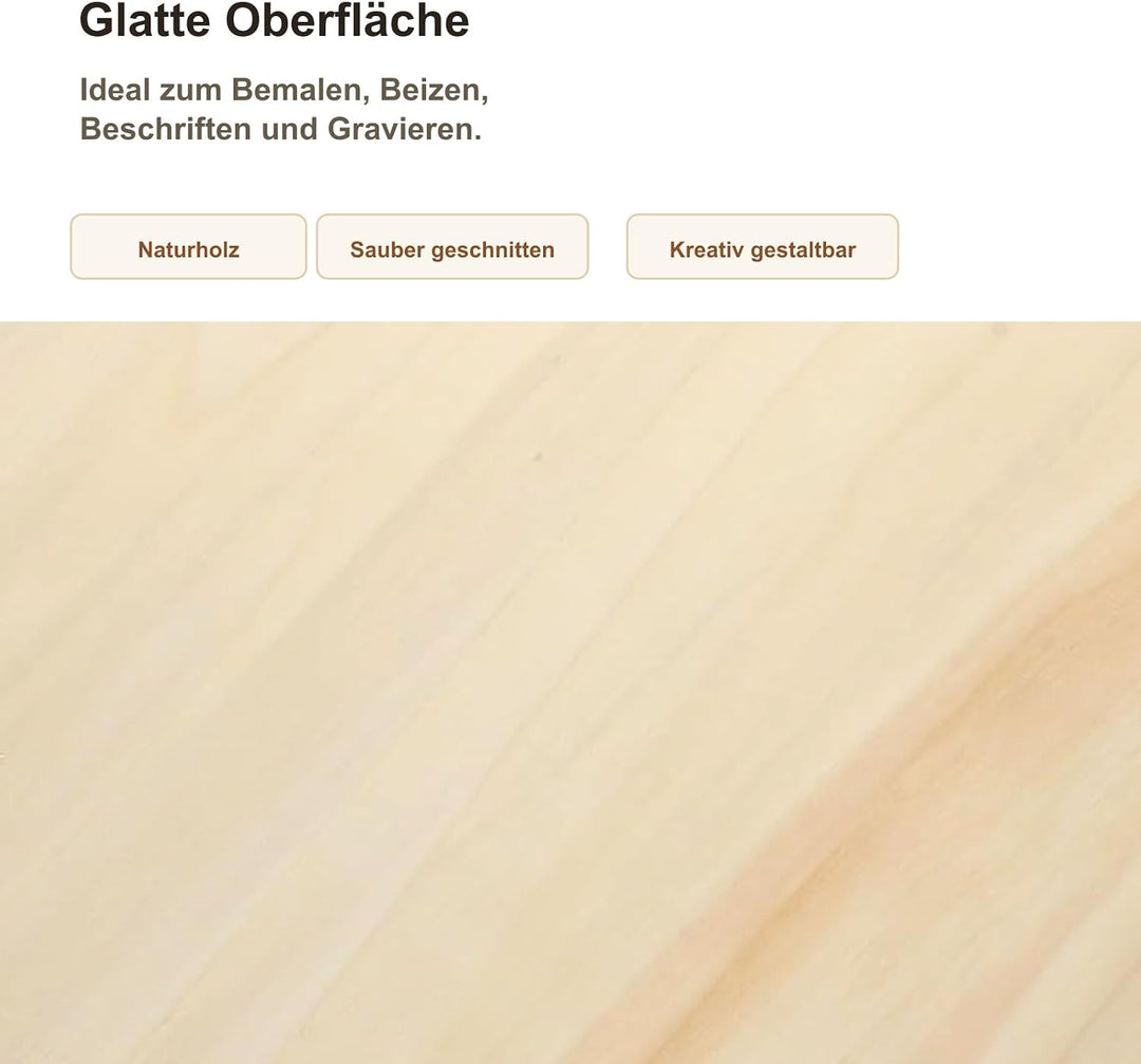 20 Stück Runde Holzscheiben 30 cm, 3mm Dick Holzplatte Rund, Unbehandelte Untersetzer rund Natur Hol