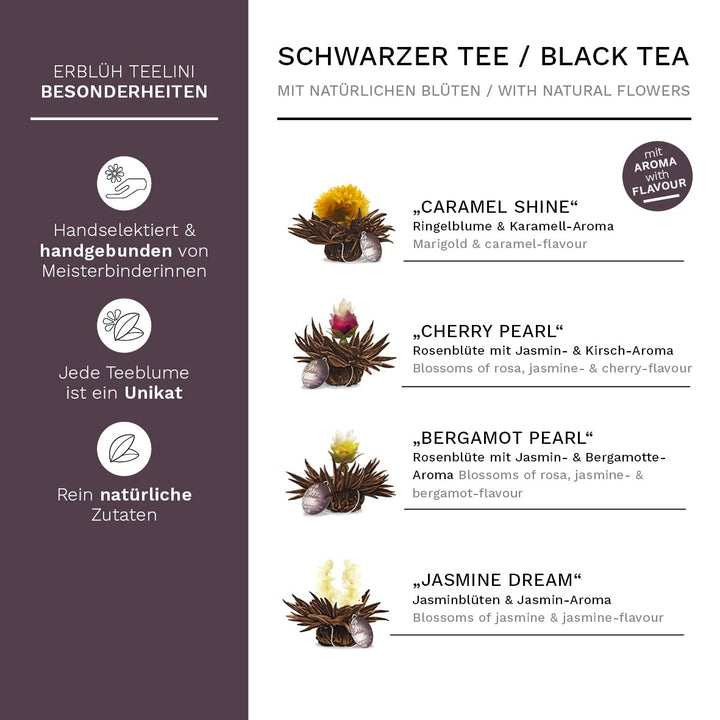Creano Erblüh-Teelini schwarztee Geschenk-Set 'schwarzer Tee' 8 ErblühTeelini fein aromatisiert, 1 T