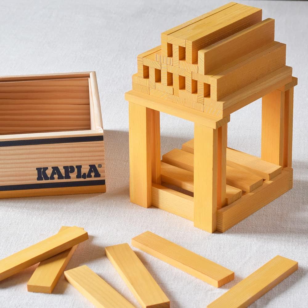 KAPLA – Set mit 40 gelben Bauklötzen – Holzspielzeug, Baukasten, ab 2 Jahren