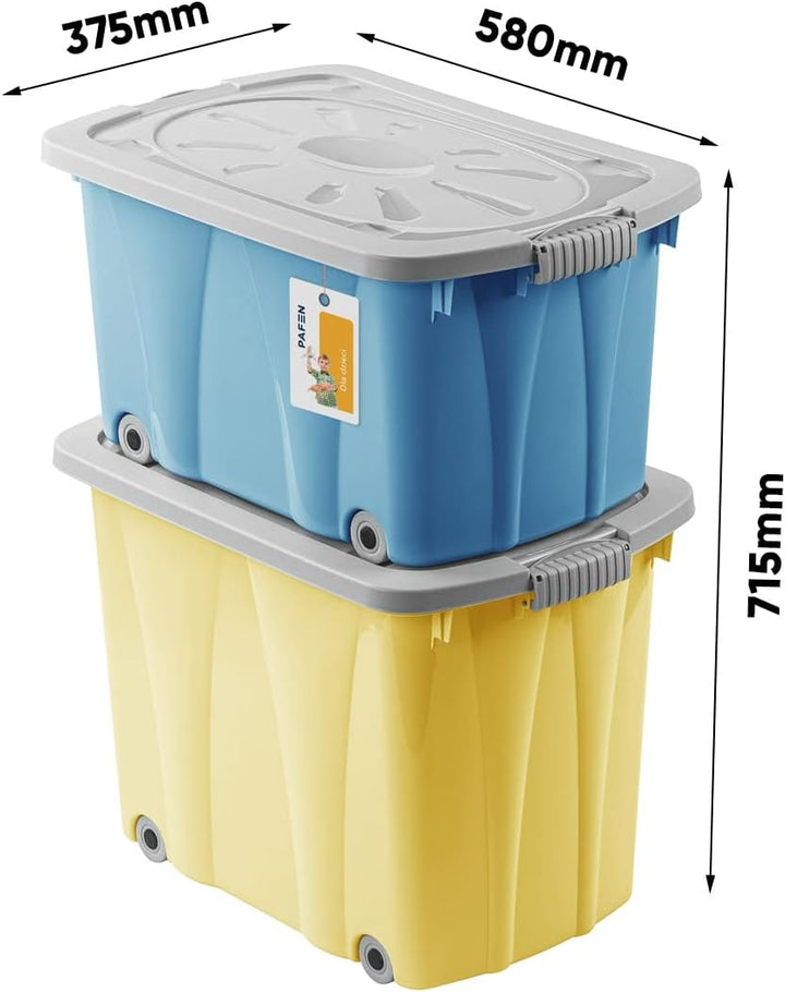 PAFEN Piraten Spielzeugkisten SET – 2x Schatzkiste 49l + 62l mit Rollen - Spielzeugbehälter Aufbewah
