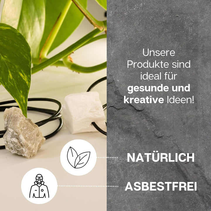 Speckstein Amulettsteine mit Loch und Lederband (12 Stück) – handgefertigte Schmuckanhänger aus Spec