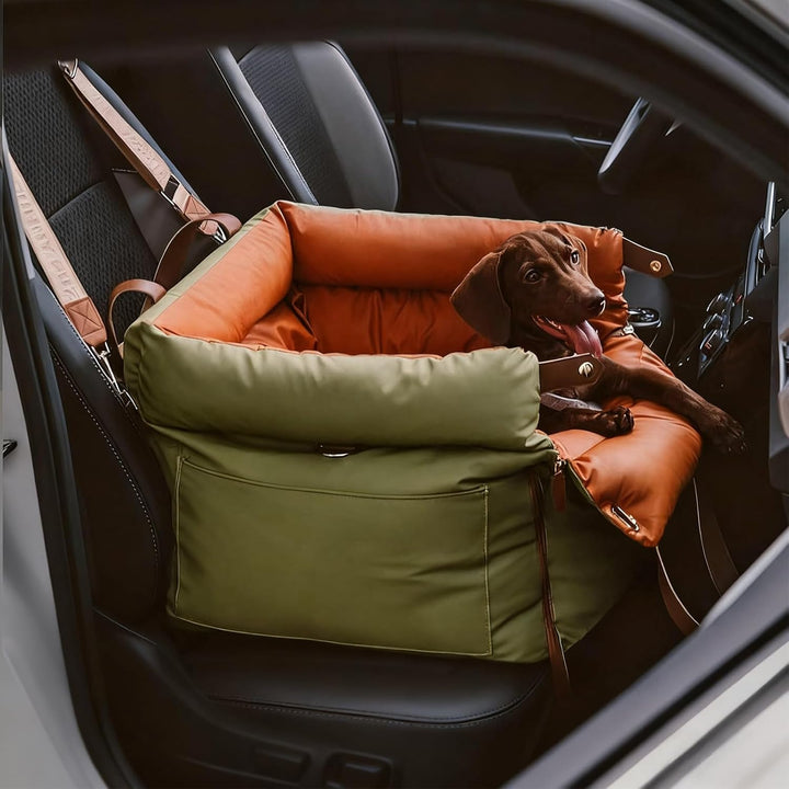 Hunde-Autositz und Reisebett für kleine Hunde bis 10kg | Erhöhte Sitzposition mit Fixierung durch An